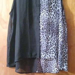 Light semi-sheer animal print blouse